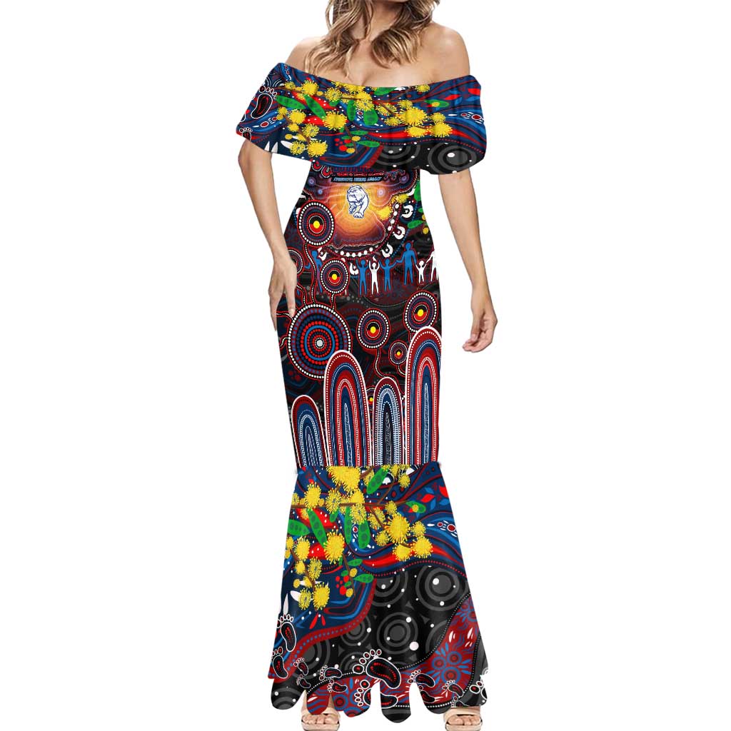 Personalised NAIDOC Week 2025 Bulldogs Football Mermaid Dress Aboriginal Dot Painting