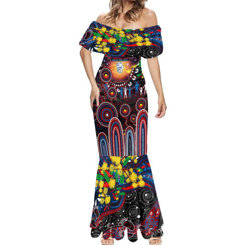 Personalised NAIDOC Week 2025 Bulldogs Football Mermaid Dress Aboriginal Dot Painting