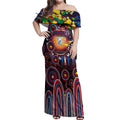 Personalised NAIDOC Week 2025 Bulldogs Football Off Shoulder Maxi Dress Aboriginal Dot Painting