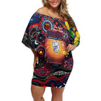 Personalised NAIDOC Week 2025 Bulldogs Football Off Shoulder Short Dress Aboriginal Dot Painting