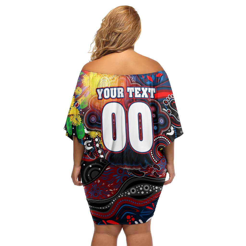 Personalised NAIDOC Week 2025 Bulldogs Football Off Shoulder Short Dress Aboriginal Dot Painting