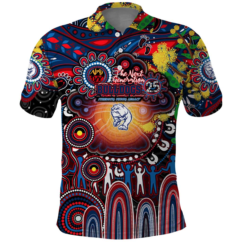Personalised NAIDOC Week 2025 Bulldogs Football Polo Shirt Aboriginal Dot Painting