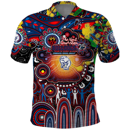 Personalised NAIDOC Week 2025 Bulldogs Football Polo Shirt Aboriginal Dot Painting