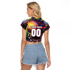 Personalised NAIDOC Week 2025 Bulldogs Football Raglan Cropped T Shirt Aboriginal Dot Painting