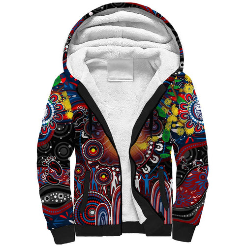 Personalised NAIDOC Week 2025 Bulldogs Football Sherpa Hoodie Aboriginal Dot Painting