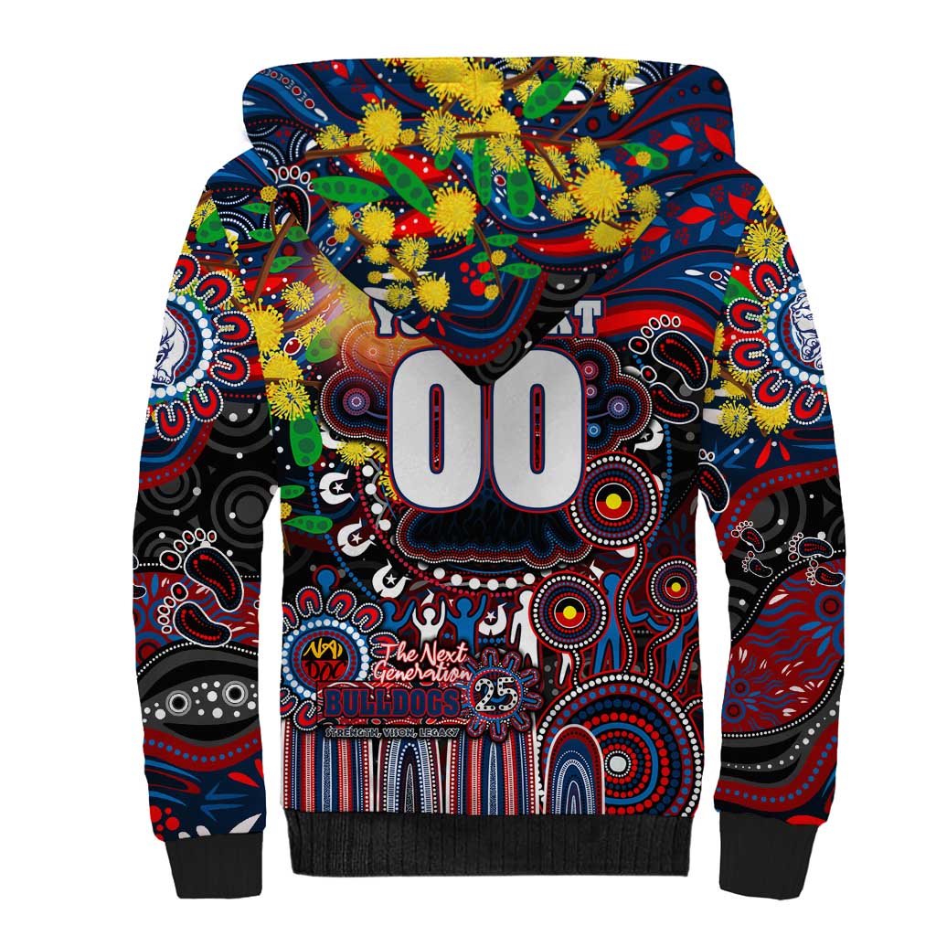 Personalised NAIDOC Week 2025 Bulldogs Football Sherpa Hoodie Aboriginal Dot Painting