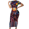 Personalised NAIDOC Week 2025 Bulldogs Football Short Sleeve Bodycon Dress Aboriginal Dot Painting