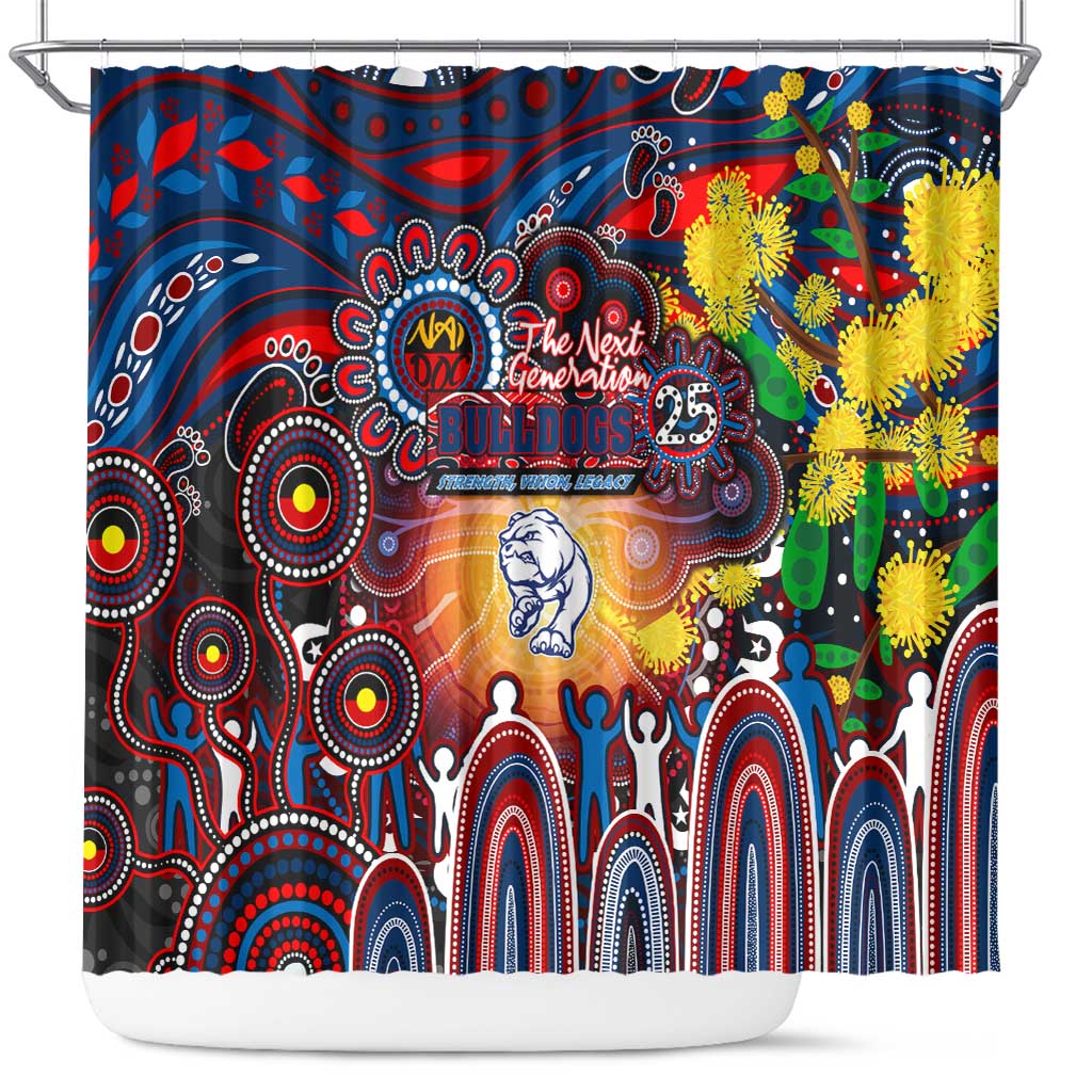 NAIDOC Week 2025 Bulldogs Football Shower Curtain Aboriginal Dot Painting