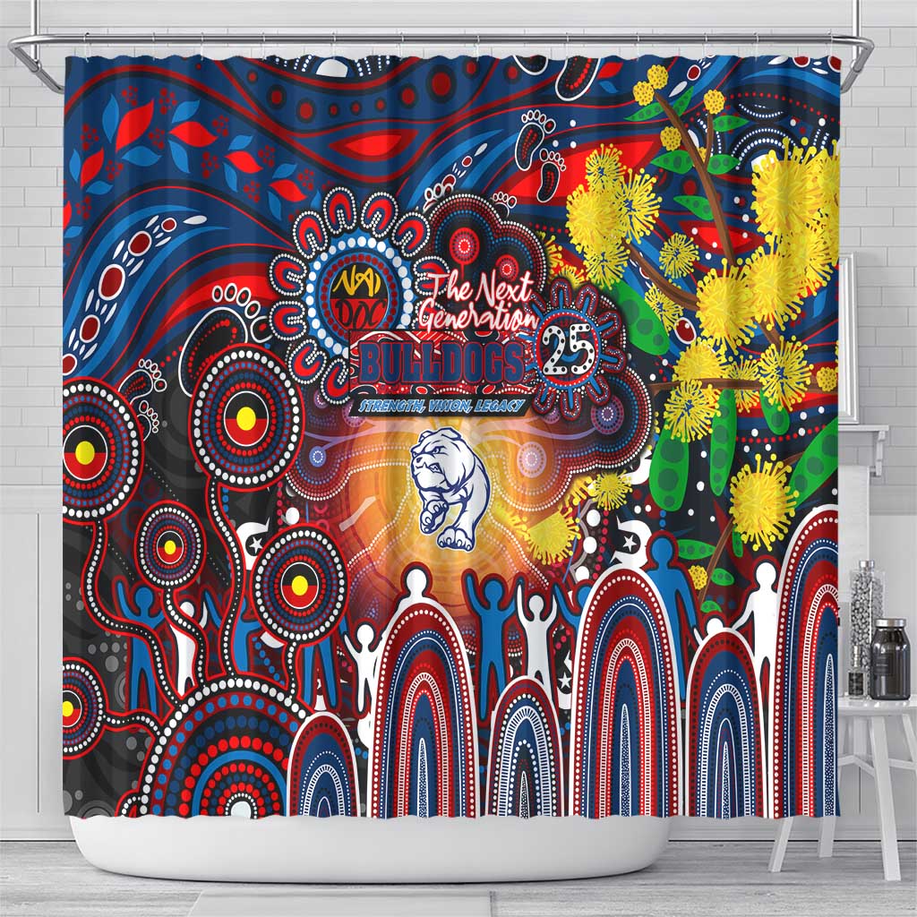 NAIDOC Week 2025 Bulldogs Football Shower Curtain Aboriginal Dot Painting