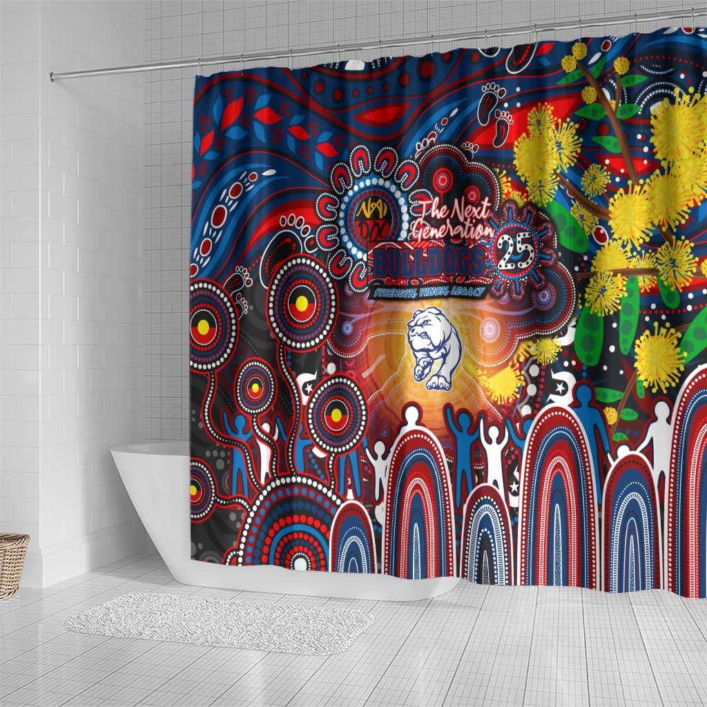 NAIDOC Week 2025 Bulldogs Football Shower Curtain Aboriginal Dot Painting