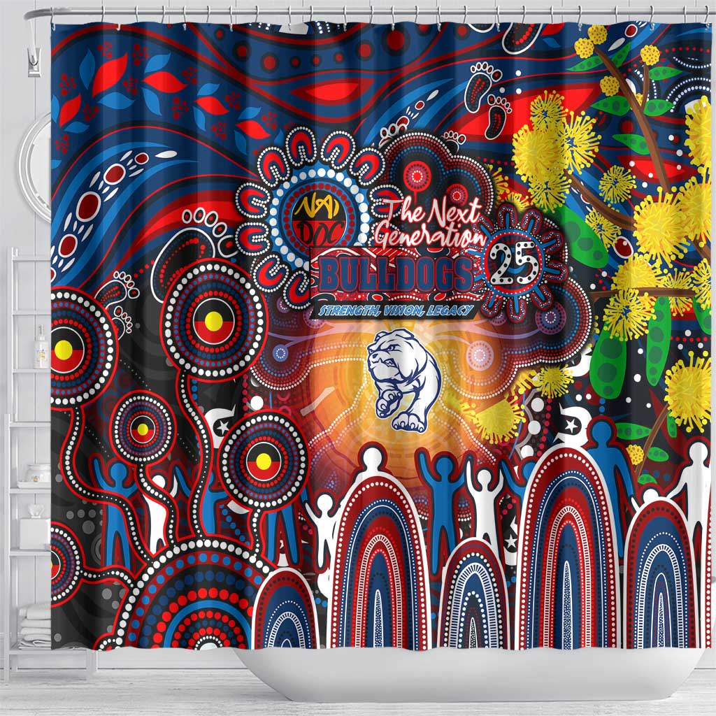 NAIDOC Week 2025 Bulldogs Football Shower Curtain Aboriginal Dot Painting