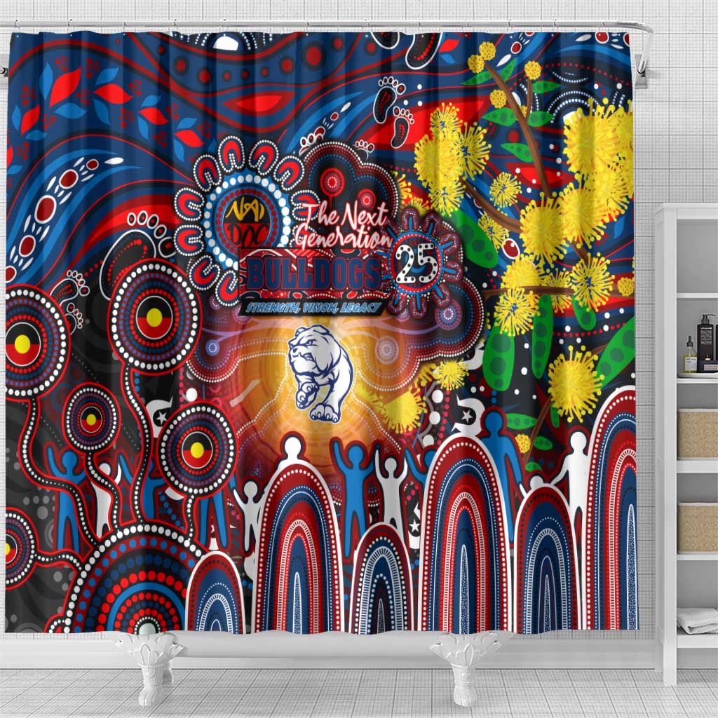 NAIDOC Week 2025 Bulldogs Football Shower Curtain Aboriginal Dot Painting