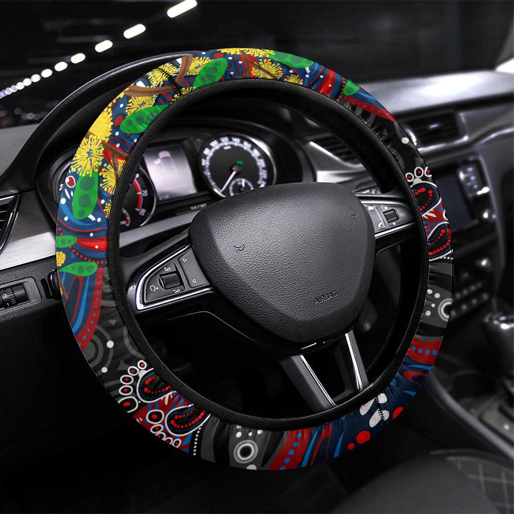 NAIDOC Week 2025 Bulldogs Football Steering Wheel Cover Aboriginal Dot Painting