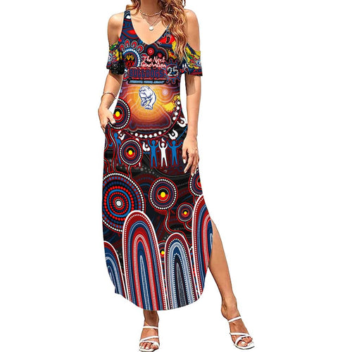 Personalised NAIDOC Week 2025 Bulldogs Football Summer Maxi Dress Aboriginal Dot Painting