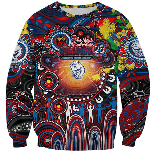 Personalised NAIDOC Week 2025 Bulldogs Football Sweatshirt Aboriginal Dot Painting