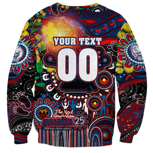 Personalised NAIDOC Week 2025 Bulldogs Football Sweatshirt Aboriginal Dot Painting