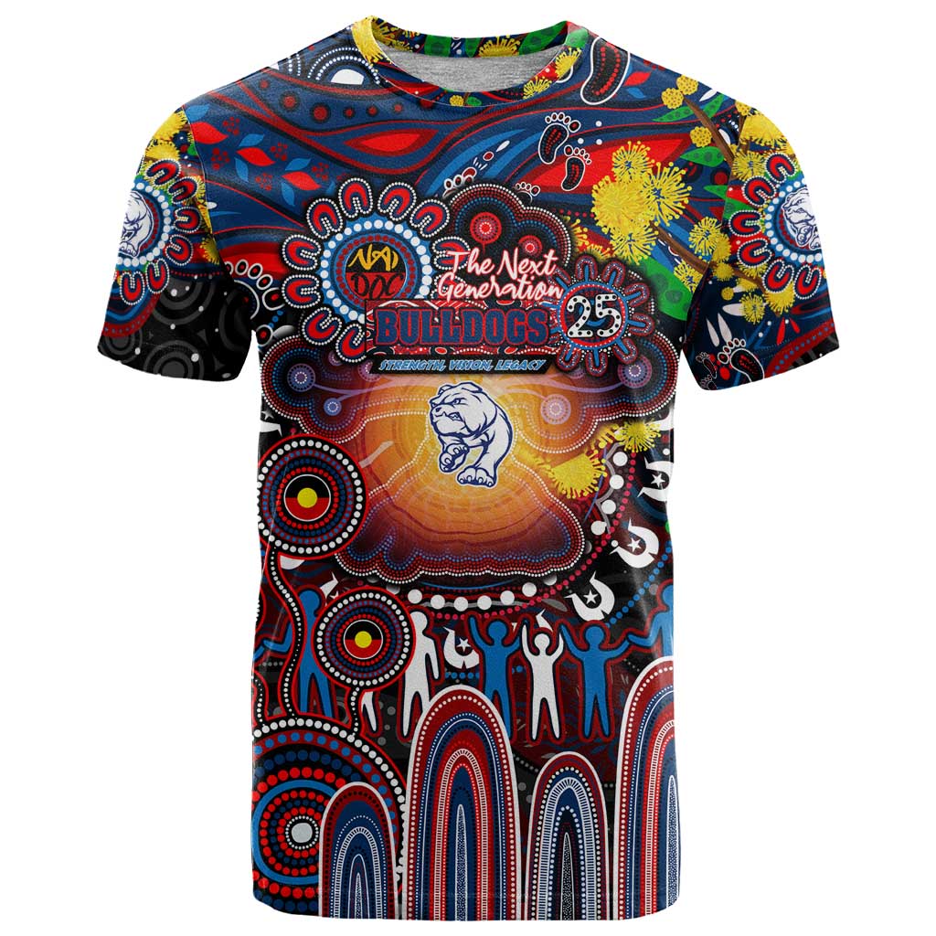 Personalised NAIDOC Week 2025 Bulldogs Football T Shirt Aboriginal Dot Painting
