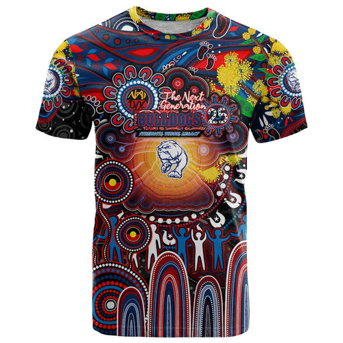 Personalised NAIDOC Week 2025 Bulldogs Football T Shirt Aboriginal Dot Painting