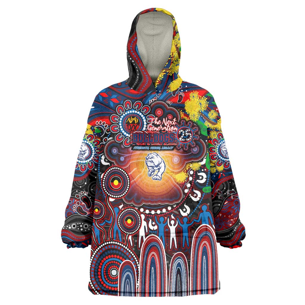 Personalised NAIDOC Week 2025 Bulldogs Football Wearable Blanket Hoodie Aboriginal Dot Painting