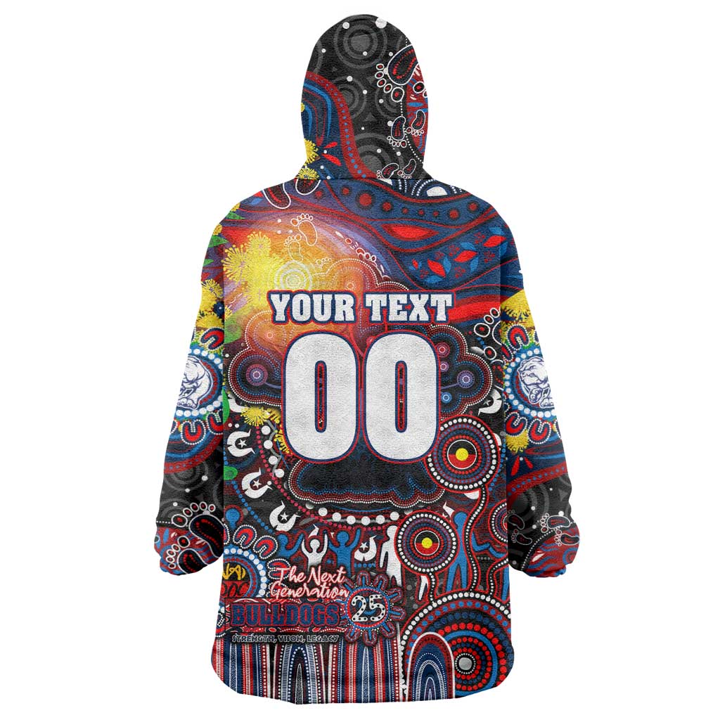 Personalised NAIDOC Week 2025 Bulldogs Football Wearable Blanket Hoodie Aboriginal Dot Painting