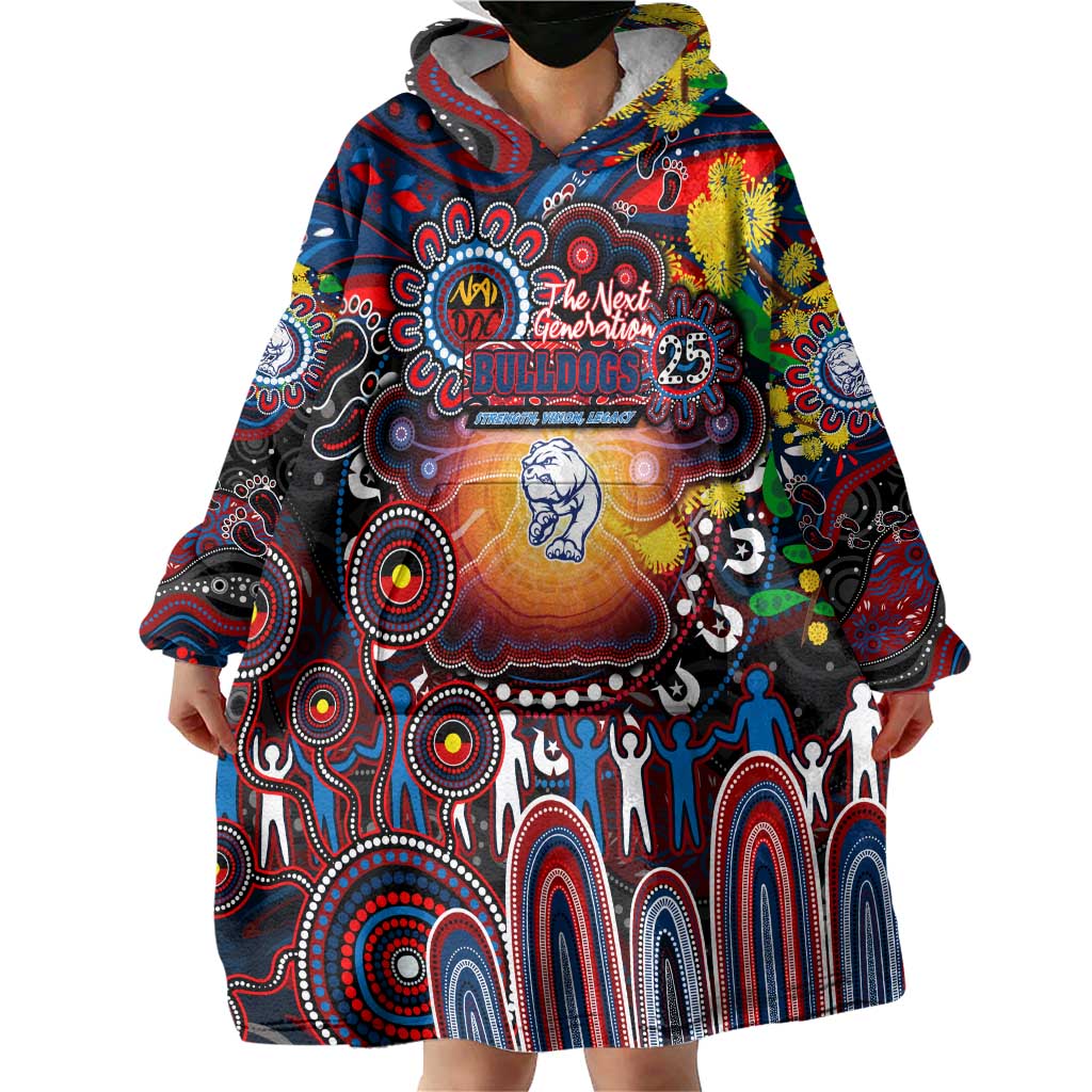 Personalised NAIDOC Week 2025 Bulldogs Football Wearable Blanket Hoodie Aboriginal Dot Painting