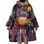 Personalised NAIDOC Week 2025 Bulldogs Football Wearable Blanket Hoodie Aboriginal Dot Painting