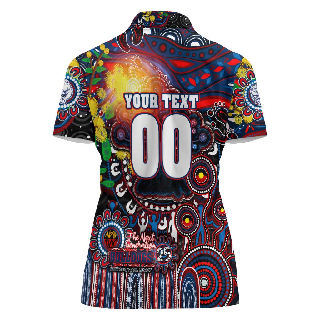 Personalised NAIDOC Week 2025 Bulldogs Football Women Polo Shirt Aboriginal Dot Painting