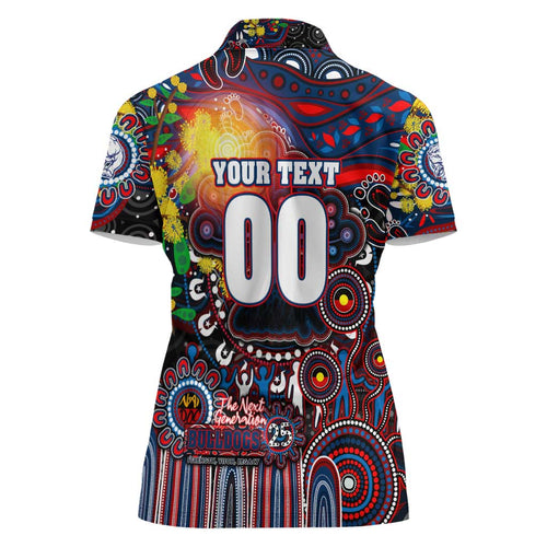 Personalised NAIDOC Week 2025 Bulldogs Football Women Polo Shirt Aboriginal Dot Painting