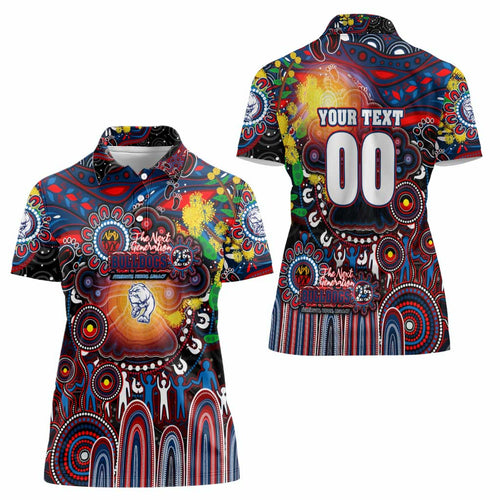 Personalised NAIDOC Week 2025 Bulldogs Football Women Polo Shirt Aboriginal Dot Painting