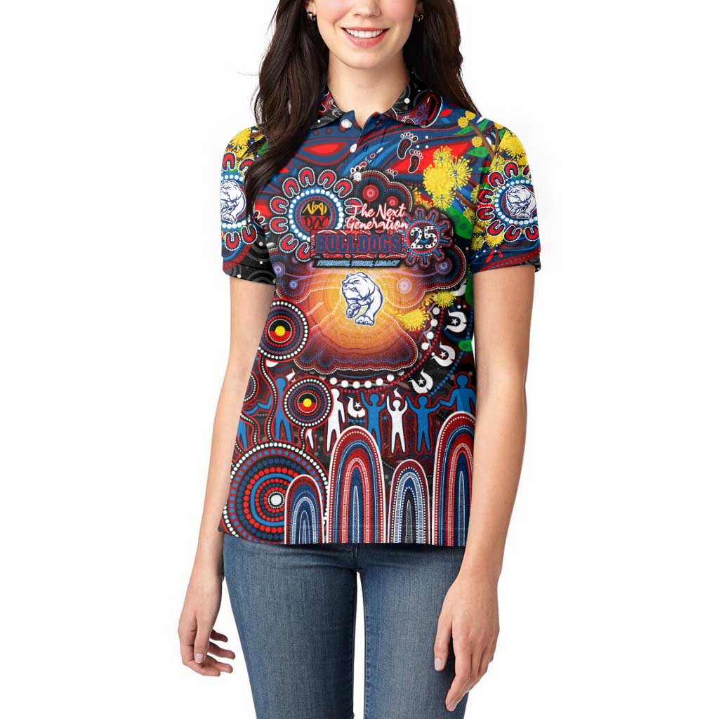 Personalised NAIDOC Week 2025 Bulldogs Football Women Polo Shirt Aboriginal Dot Painting