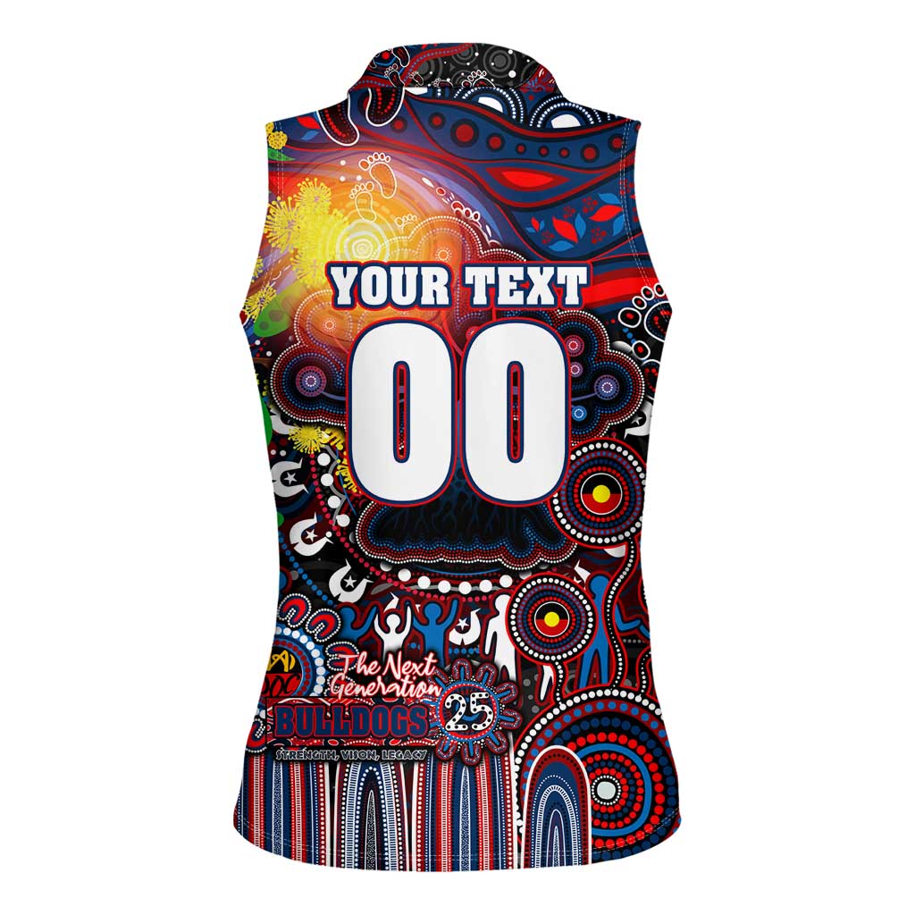 Personalised NAIDOC Week 2025 Bulldogs Football Women Sleeveless Polo Shirt Aboriginal Dot Painting