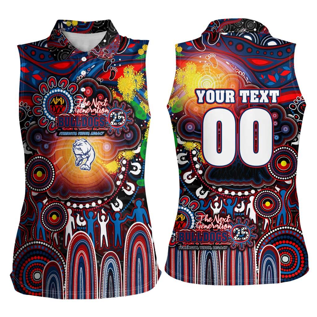 Personalised NAIDOC Week 2025 Bulldogs Football Women Sleeveless Polo Shirt Aboriginal Dot Painting
