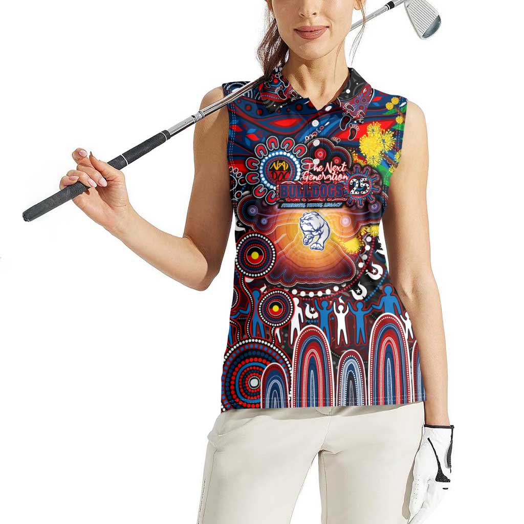 Personalised NAIDOC Week 2025 Bulldogs Football Women Sleeveless Polo Shirt Aboriginal Dot Painting