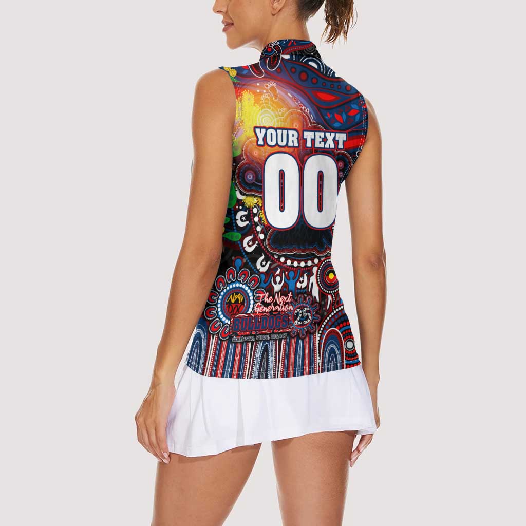 Personalised NAIDOC Week 2025 Bulldogs Football Women Sleeveless Polo Shirt Aboriginal Dot Painting