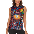 Personalised NAIDOC Week 2025 Bulldogs Football Women Sleeveless Polo Shirt Aboriginal Dot Painting