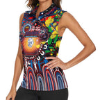 Personalised NAIDOC Week 2025 Bulldogs Football Women Sleeveless Polo Shirt Aboriginal Dot Painting