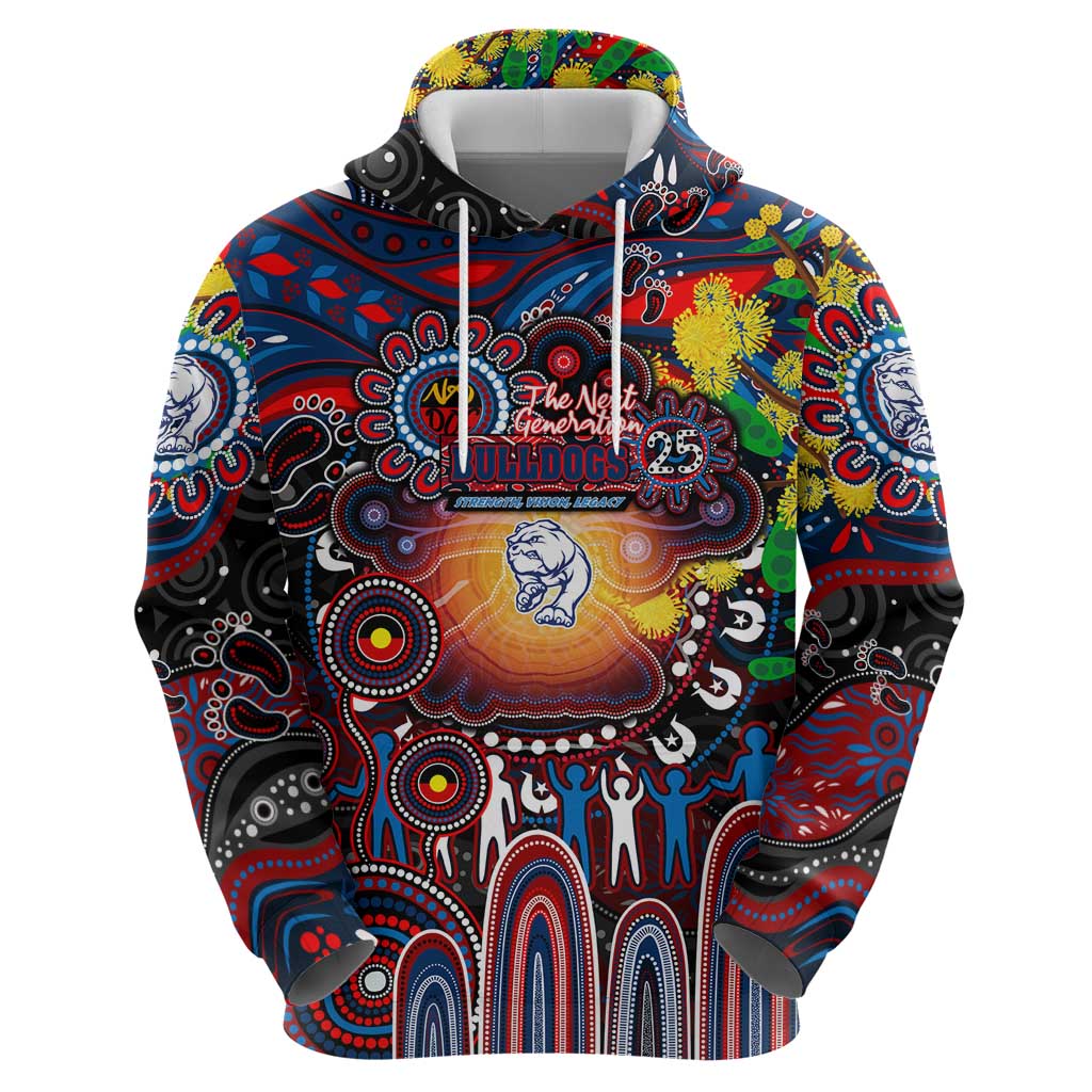 Personalised NAIDOC Week 2025 Bulldogs Football Zip Hoodie Aboriginal Dot Painting