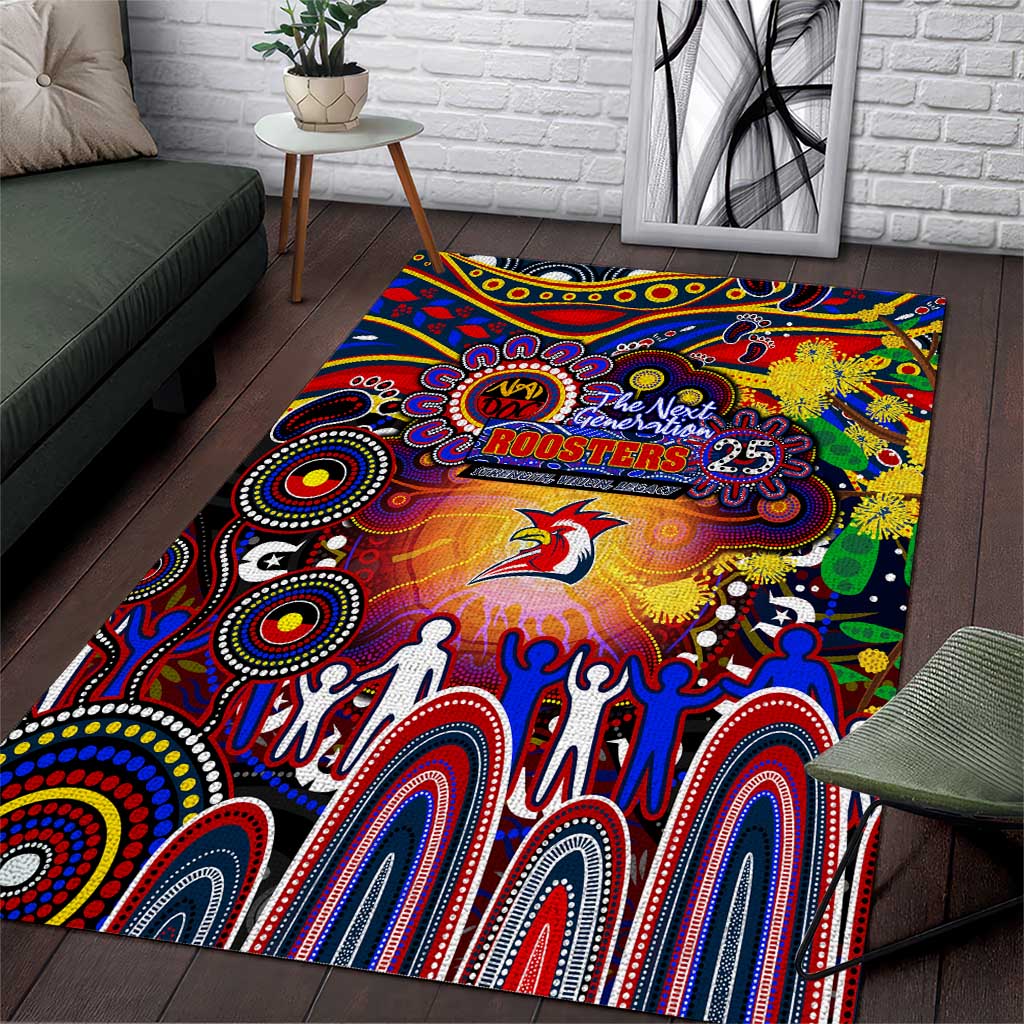 NAIDOC Week 2025 Roosters Football Area Rug Aboriginal Dot Painting