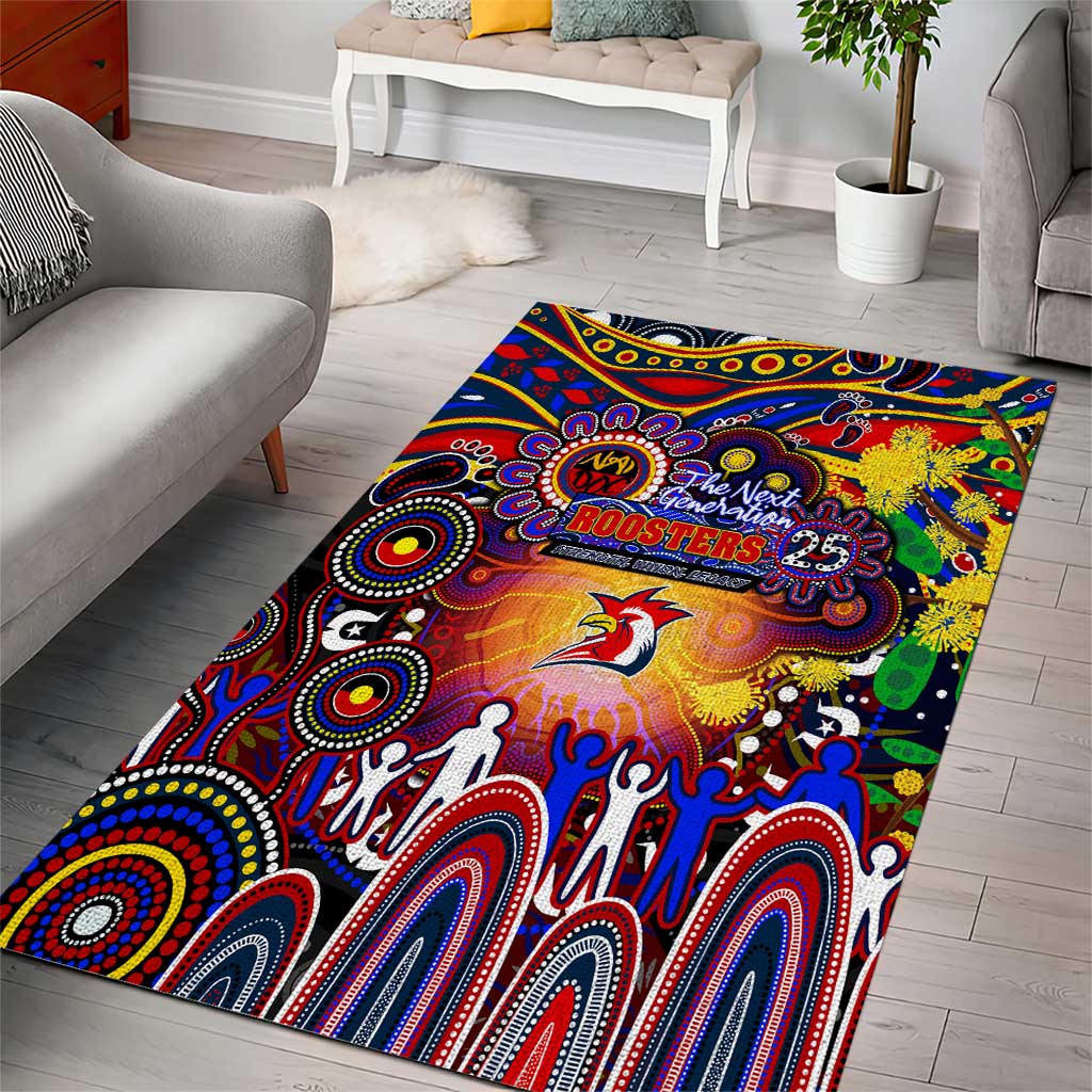 NAIDOC Week 2025 Roosters Football Area Rug Aboriginal Dot Painting