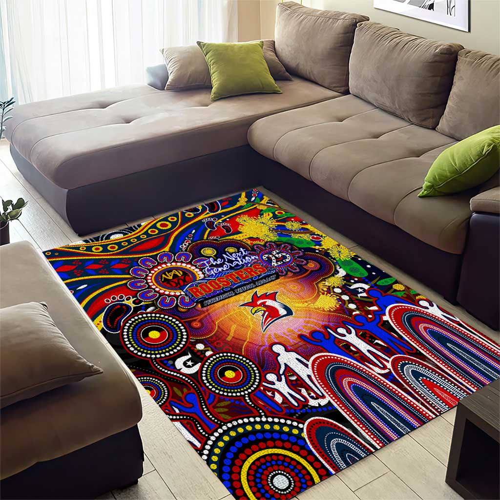 NAIDOC Week 2025 Roosters Football Area Rug Aboriginal Dot Painting