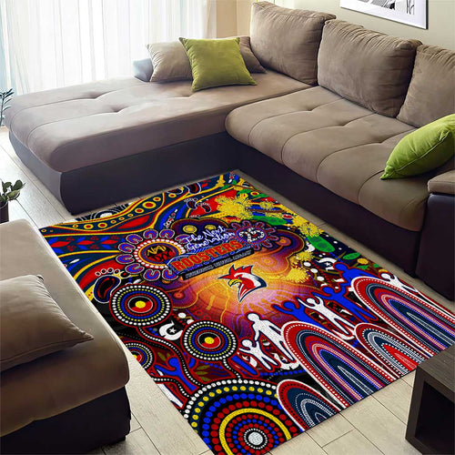 NAIDOC Week 2025 Roosters Football Area Rug Aboriginal Dot Painting