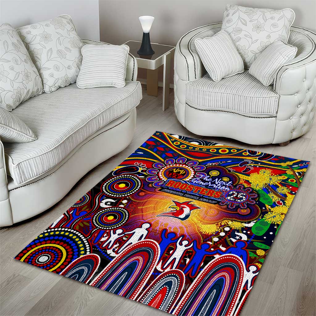NAIDOC Week 2025 Roosters Football Area Rug Aboriginal Dot Painting