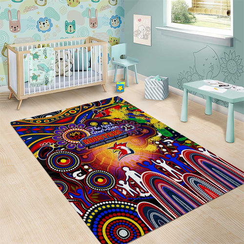 NAIDOC Week 2025 Roosters Football Area Rug Aboriginal Dot Painting