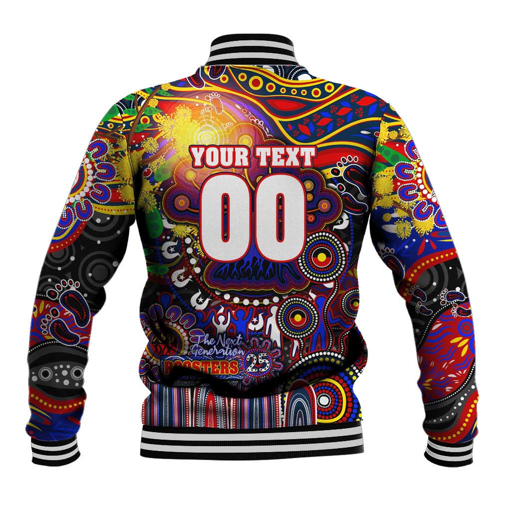 Personalised NAIDOC Week 2025 Roosters Football Baseball Jacket Aboriginal Dot Painting