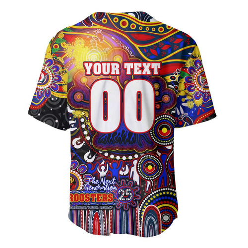 Personalised NAIDOC Week 2025 Roosters Football Baseball Jersey Aboriginal Dot Painting