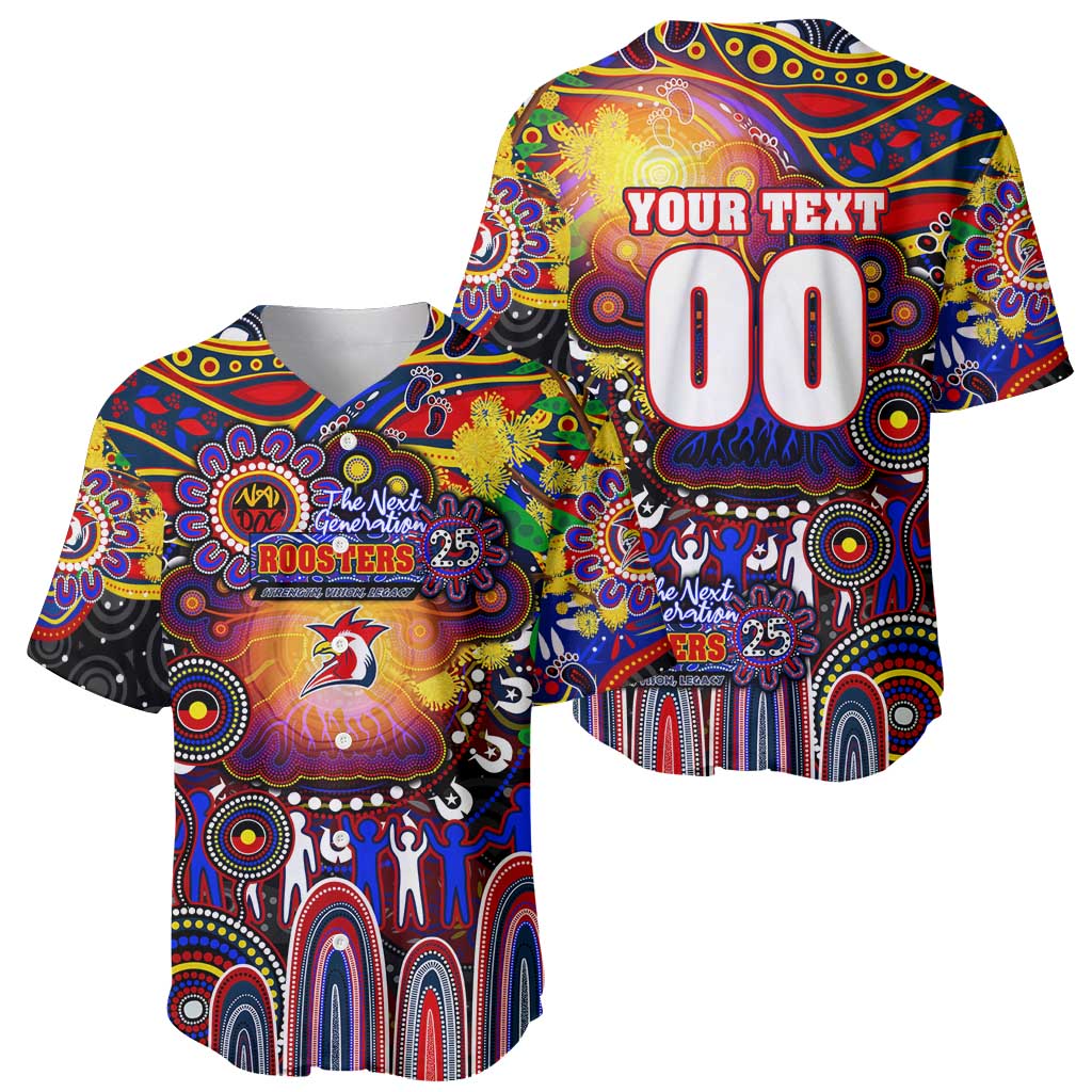 Personalised NAIDOC Week 2025 Roosters Football Baseball Jersey Aboriginal Dot Painting