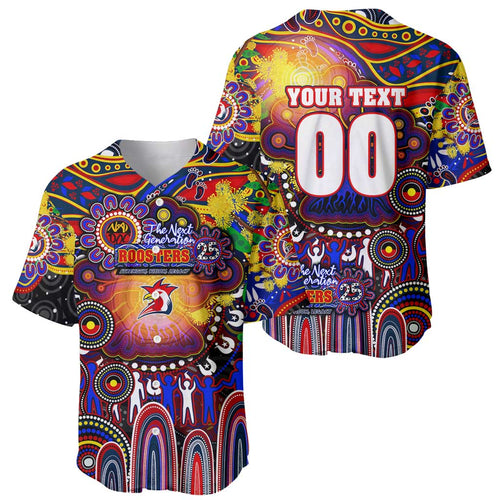 Personalised NAIDOC Week 2025 Roosters Football Baseball Jersey Aboriginal Dot Painting