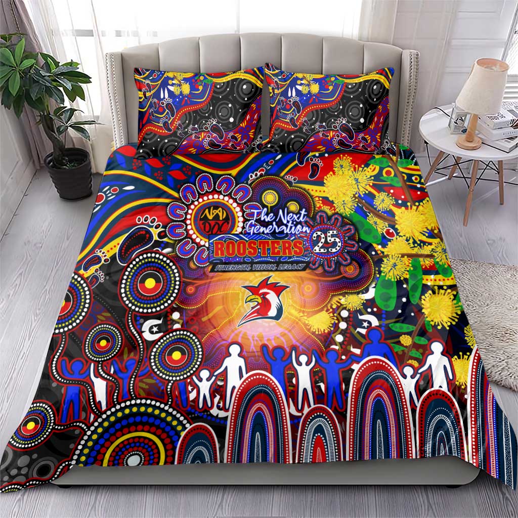 NAIDOC Week 2025 Roosters Football Bedding Set Aboriginal Dot Painting