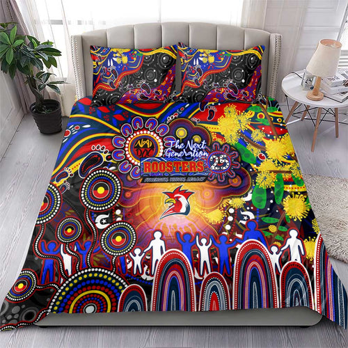 NAIDOC Week 2025 Roosters Football Bedding Set Aboriginal Dot Painting