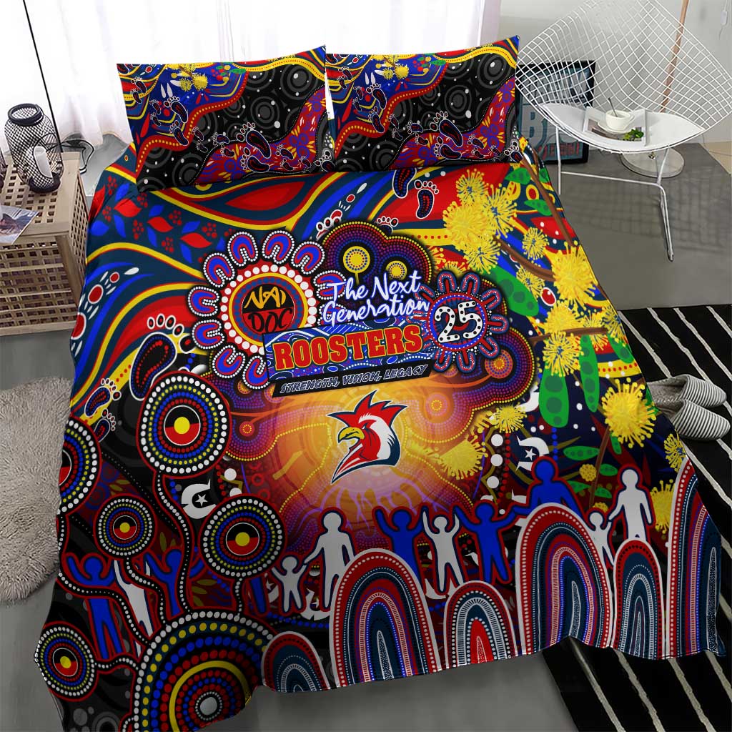 NAIDOC Week 2025 Roosters Football Bedding Set Aboriginal Dot Painting